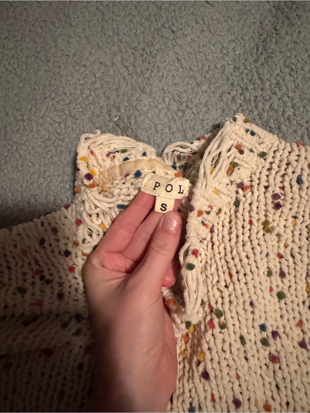 POL Pink Speckled Distressed Turtleneck Sweater - Picture 2 of 4